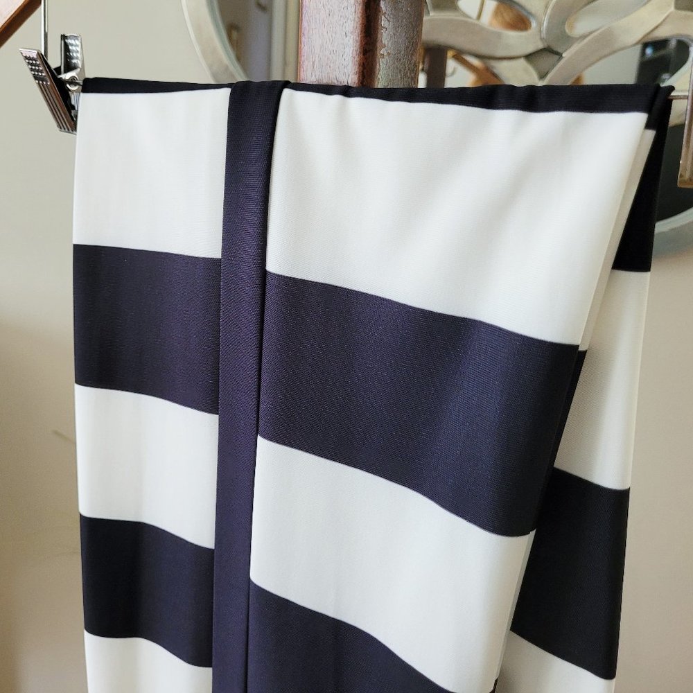 Luisa Cerano Navy and Off-White Striped Palazzo Pants  US 6